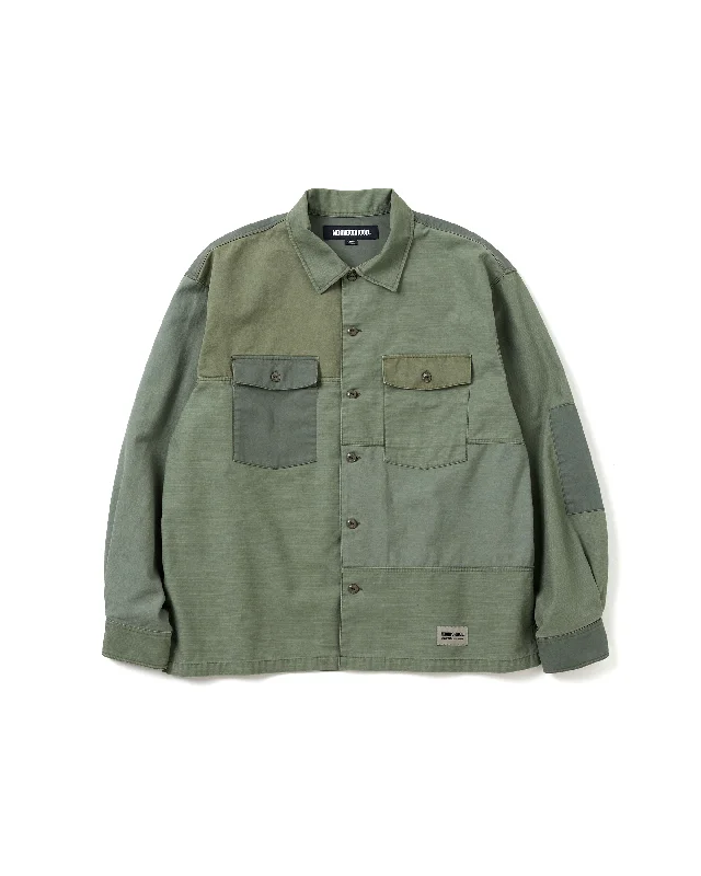 RM Utility L/S Shirt - Olive Drab-- Cashmere Blend Cotton Blend Poly Blend