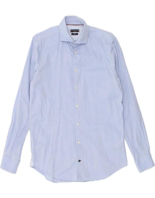TOMMY HILFIGER Mens Tailored Slim Fit Shirt Size 39 15 1/2 Medium Blue-- Chenille Fabric Brocade Fabric Lace Fabric