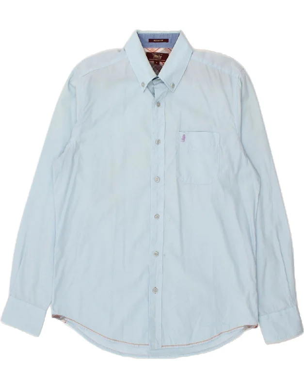 MARLBORO CLASSICS Mens Regular Fit Shirt Medium Blue Cotton-- Spandex Blend Rayon Blend Denim Blend