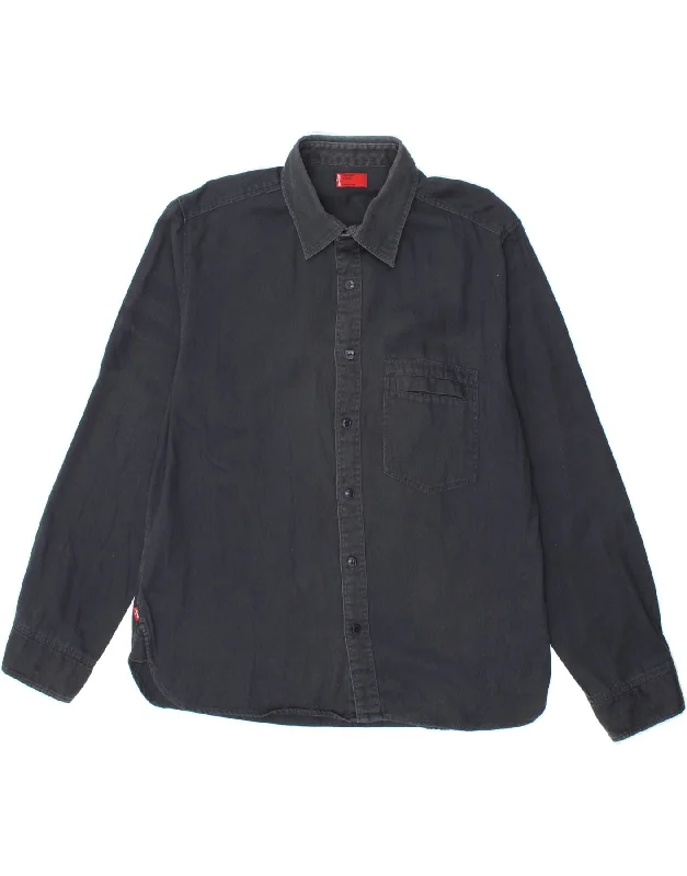 LEVI'S Mens Shirt Large Navy Blue-- Lace Blend Ribbed Blend Corduroy Blend