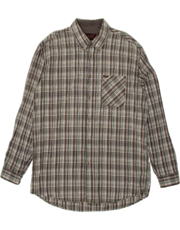 MARLBORO CLASSICS Mens Shirt 3XL Grey Check-- Hooded Caped Shawl Collar