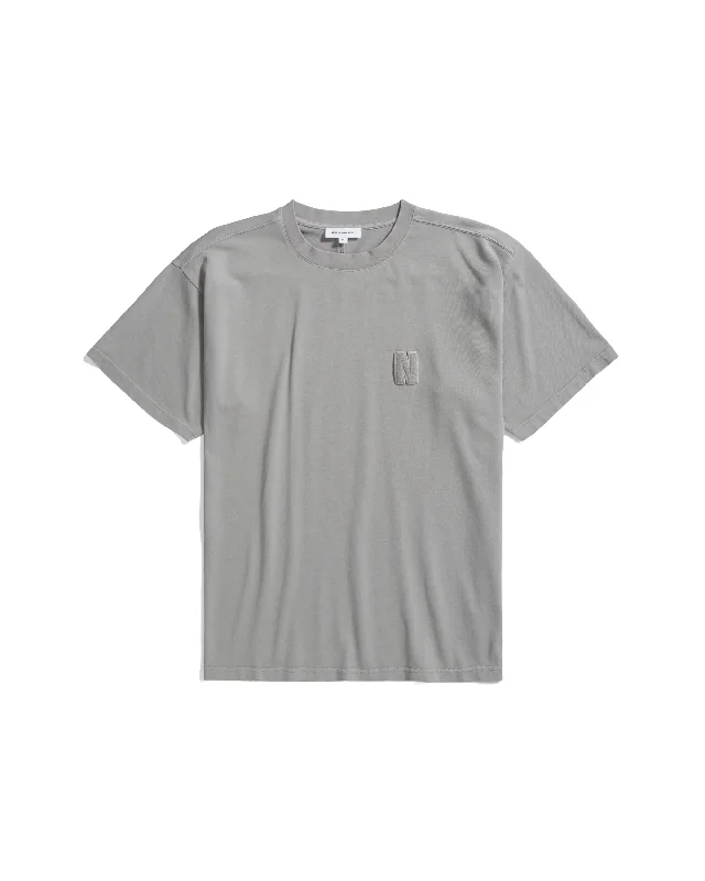 Simon Heavy N Patch T-shirt - Weather Grey-- Spandex Blend Rayon Blend Denim Blend