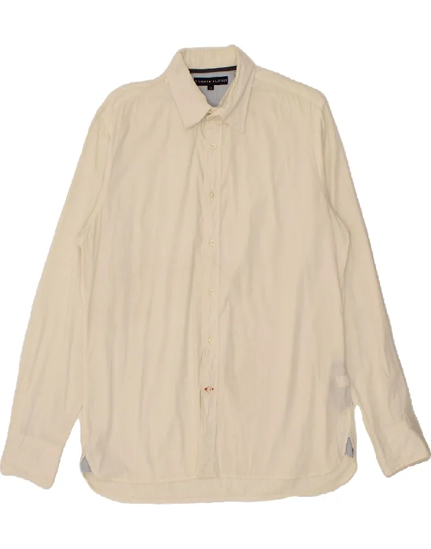 TOMMY HILFIGER Mens Shirt Medium White Cotton-- Cozy Warm Stylish