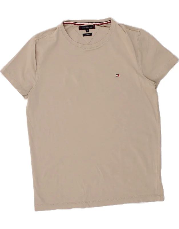 TOMMY HILFIGER Mens Slim Fit T-Shirt Top Medium Beige-- Fitted T-Shirt Seamless Stretchy