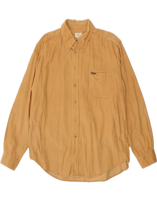 CALVIN KLEIN Mens Shirt 2XL Brown Cotton-- Terry Blend Velvet Blend Canvas Blend