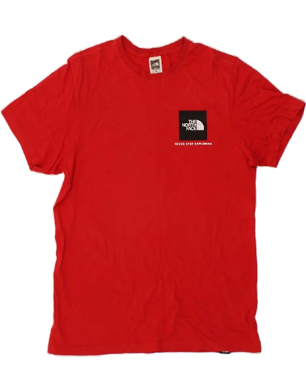 THE NORTH FACE Mens T-Shirt Top Medium Red Cotton-- Fleece Fabric Down Fabric Feather Fabric
