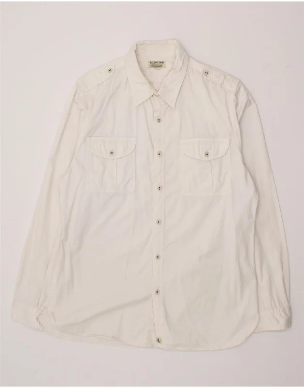 POLO RALPH LAUREN Mens Military Shirt XL White Cotton-- Lace Blend Ribbed Blend Corduroy Blend