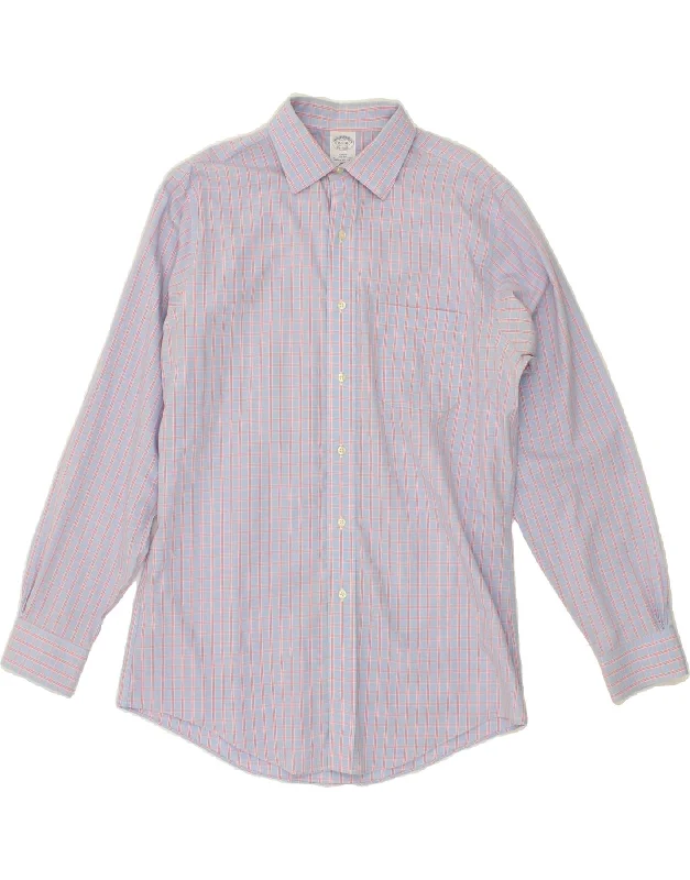 BROOKS BROTHERS Mens Slim Fit Shirt  Size 15 1/2 Medium Purple Check-- Print Jacquard Patchwork