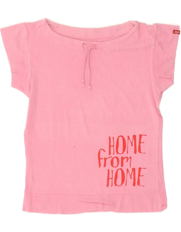 LEVI'S Womens Graphic T-Shirt Top UK 10 Small Pink-- Welt Pockets Slit Pockets
