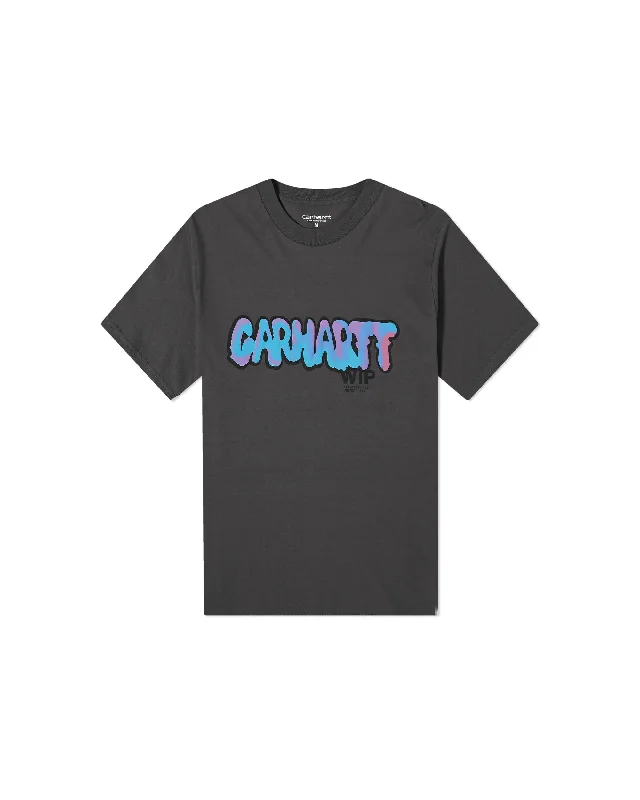 Drip T-Shirt - Charcoal-- Mesh Blend Leather Blend Suede Blend