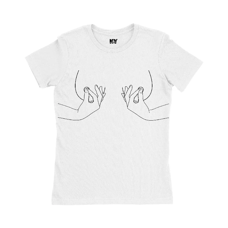 Boobs Nipple Pinch Shirt, Womens Tee Shirt-- Wool Fabric Cashmere Fabric Tweed Fabric