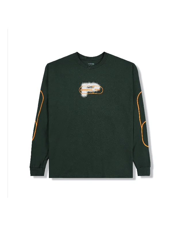 Pixel P L/S T-Shirt - Forest Green-- Notch Collar Peter Pan Collar Cowl Neck