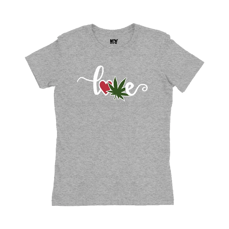 Love Weed 420 Shirt, Womens Tee Shirt-- Print Jacquard Patchwork