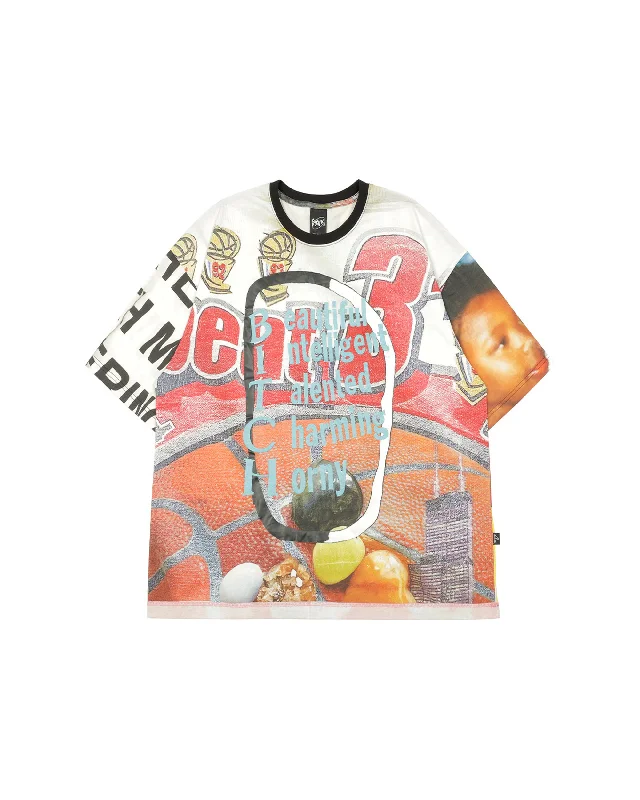 Martine Syms B.I.T.C.H.  Oversized Short Sleeve T-Shirt - Collage-- Jersey Fabric Tulle Fabric Batik Fabric