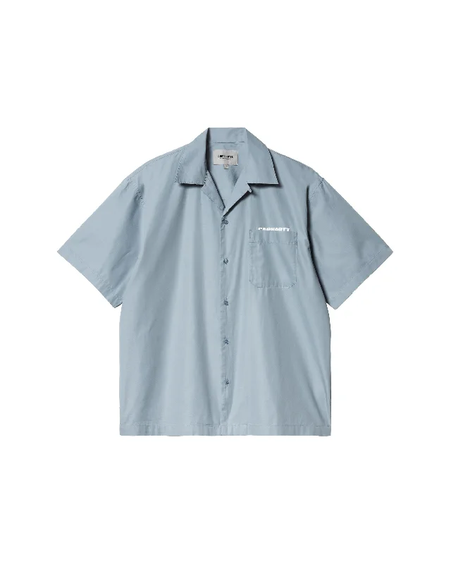 S/S Link Script Shirt - Frosted Blue / Whi-- Striped Floral Plaid