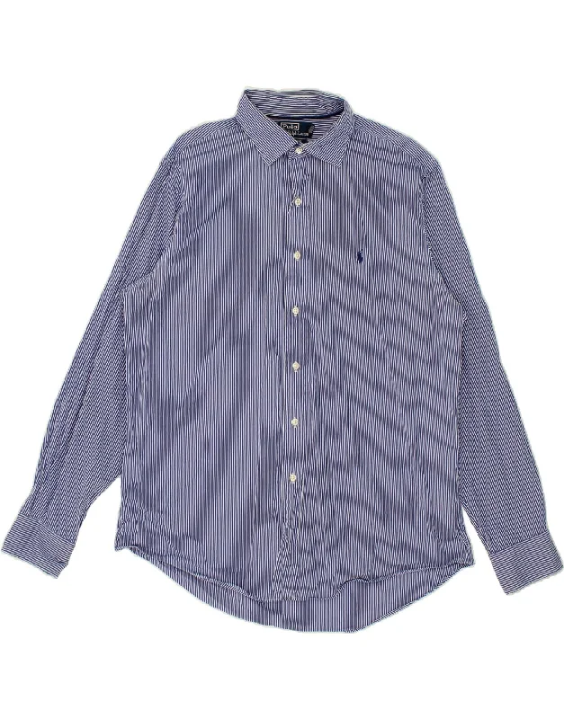 POLO RALPH LAUREN Mens Stanton Custom Fit Shirt XL Navy Blue Striped-- Polka Dot Checkered Tartan