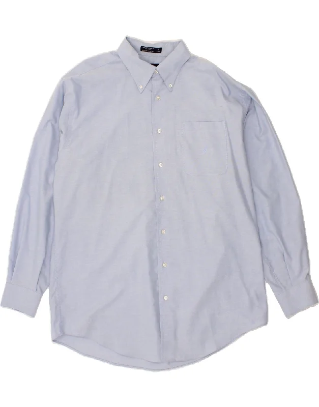 NAUTICA Mens Vintage Oxford Shirt Size 17 XL Blue Cotton-- Beaded Sequined Faux Fur