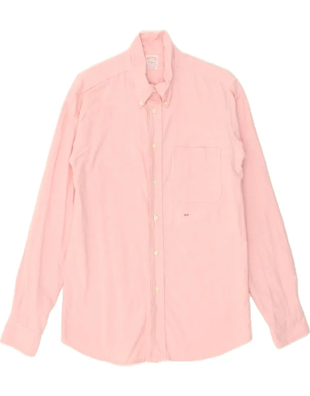 BROOKS BROTHERS Mens Shirt UK 16 Large Pink-- Front Pockets Side Pockets Patch Pockets
