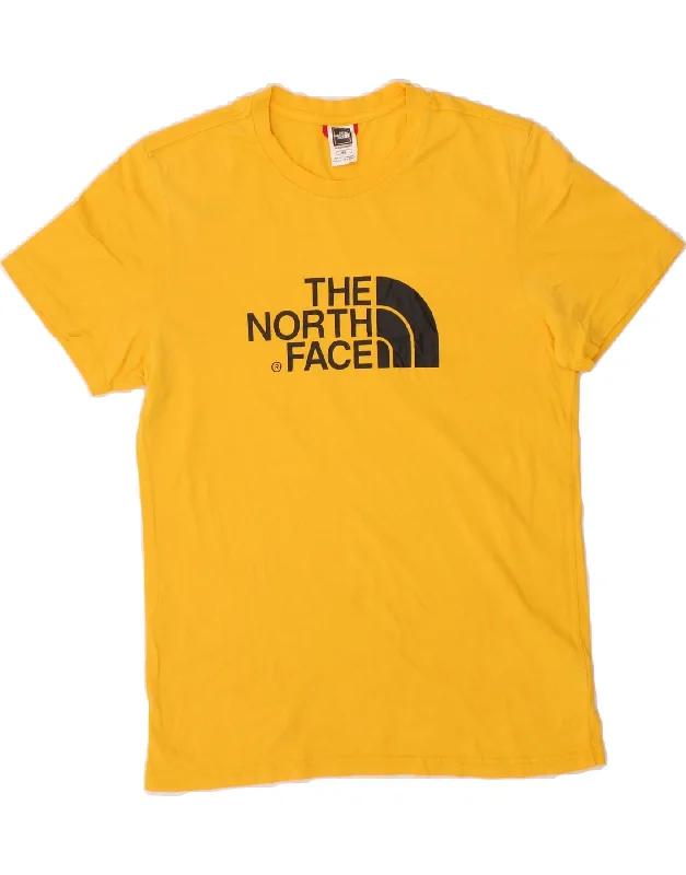 THE NORTH FACE Mens Graphic T-Shirt Top Medium Yellow Cotton-- Faux Fur Fabric Real Fur Fabric Shearling Fabric