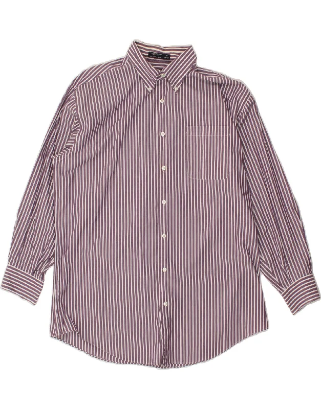 NAUTICA Mens Shirt Size 17 XL Purple Striped Cotton-- Elasticated Padded Insulated