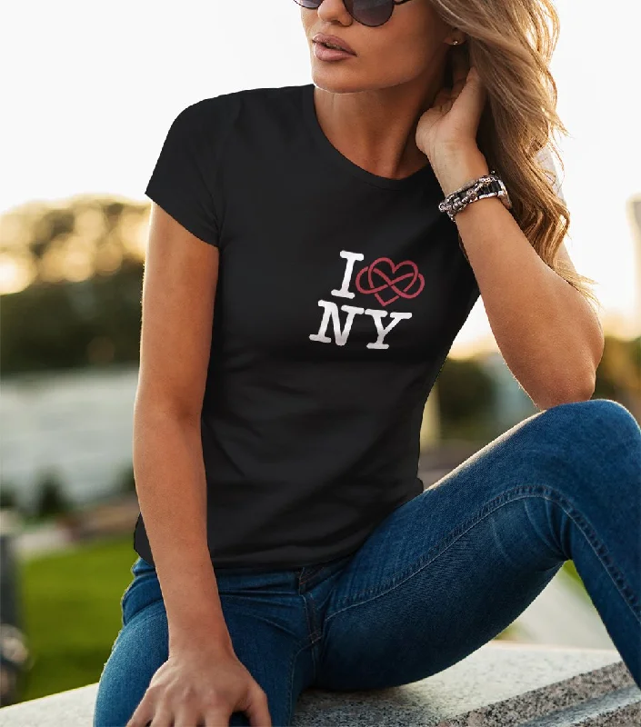 I Love NY Polyamory Shirt, Womens Tee Shirt-- Welt Pockets Slit Pockets Flap Pockets