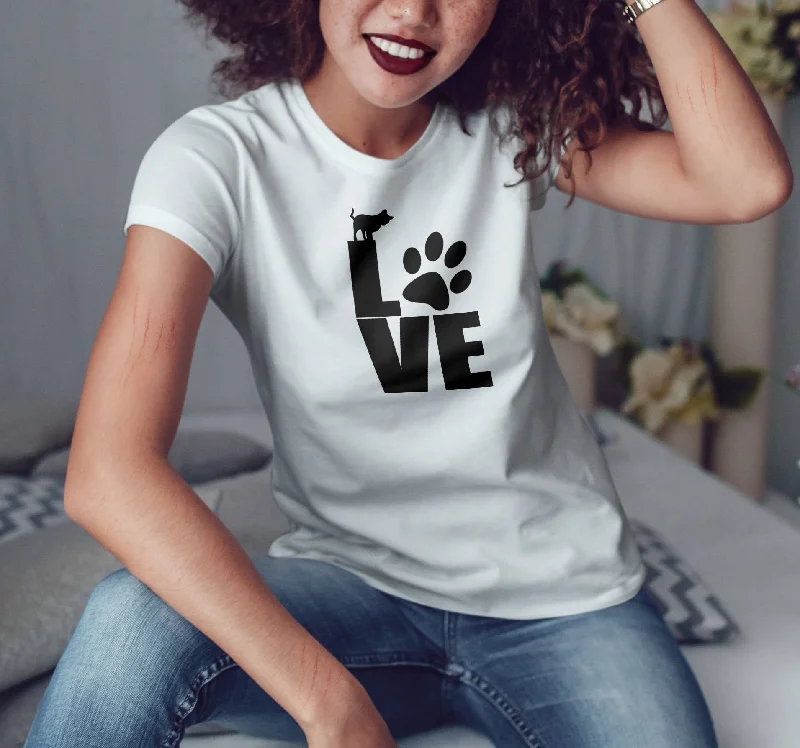 Love Cats Shirt, Womens Tee Shirt-- Fleece Nylon Spandex