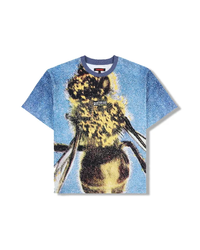 Honeybee Heavyweight T-Shirt - Blue-- Collared Crew Neck Turtle Neck