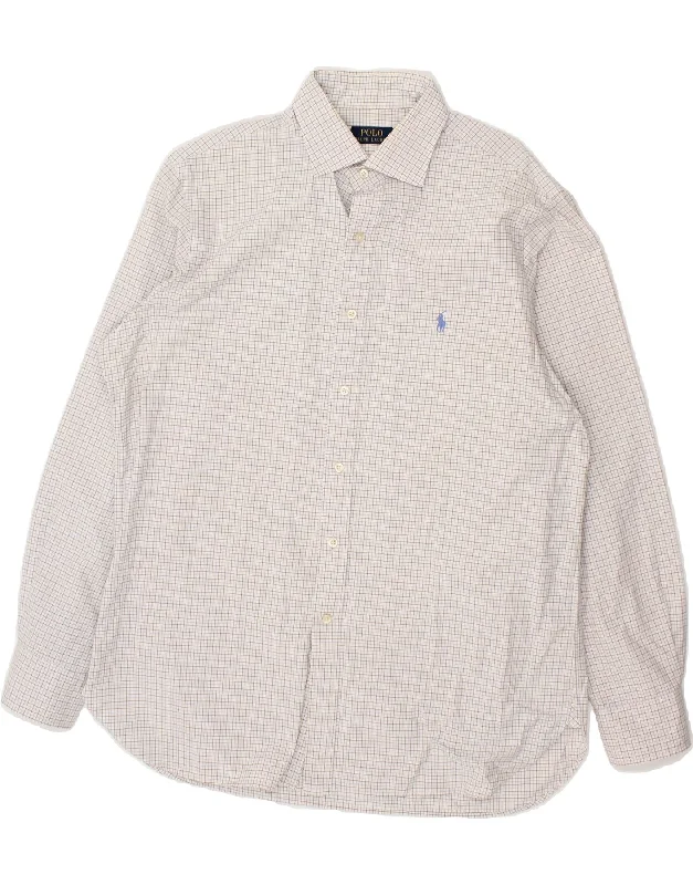 POLO RALPH LAUREN Mens Shirt Size 16 1/2 Large White Check Cotton-- Chenille Blend Fleece Blend Nylon Blend