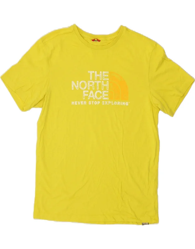THE NORTH FACE Mens Graphic T-Shirt Top Small Yellow-- Front Pockets Side Pockets Patch Pockets