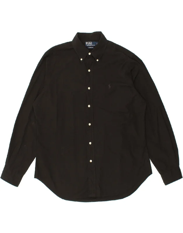 POLO RALPH LAUREN Mens Classic Fit Shirt Large Black Cotton-- Print Jacquard Patchwork