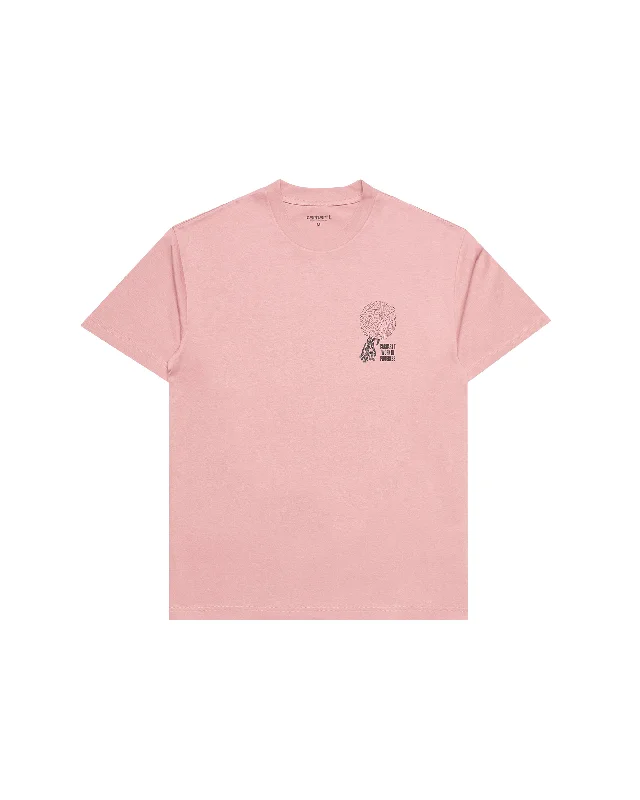 S/S Chrysanthemum T-Shirt - Dusty Rose-- Mesh Blend Leather Blend Suede Blend