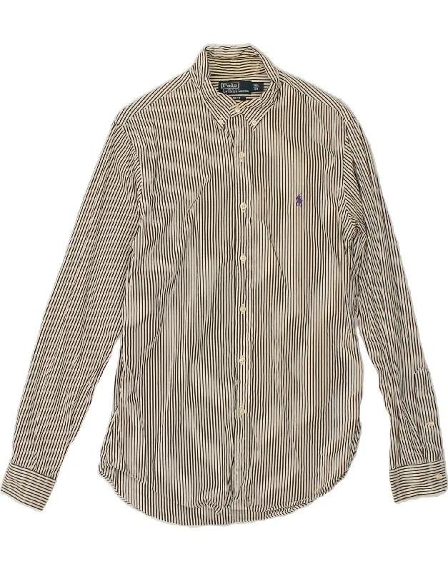 POLO RALPH LAUREN Mens Slim Fit Shirt Size 15 1/2 39 Medium Black-- Houndstooth Herringbone Solid