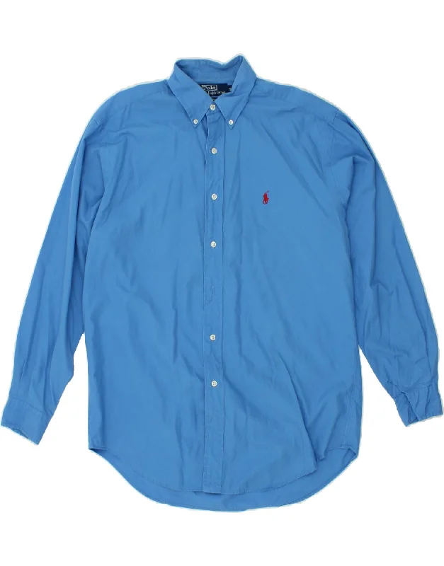 POLO RALPH LAUREN Mens Blake Loose Fit Shirt Medium Blue Cotton-- Satin Fabric Silk Fabric Chiffon Fabric