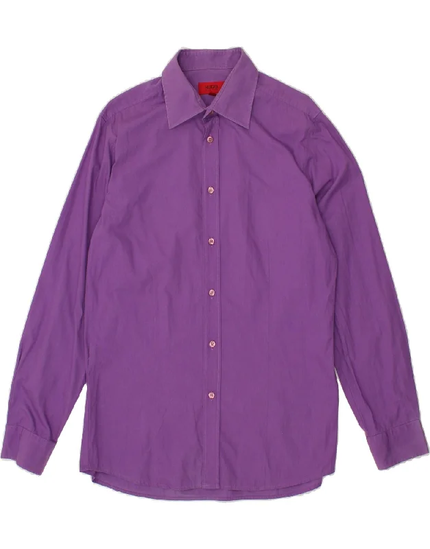 HUGO BOSS Mens Shirt Large Purple-- Hooded Caped Shawl Collar