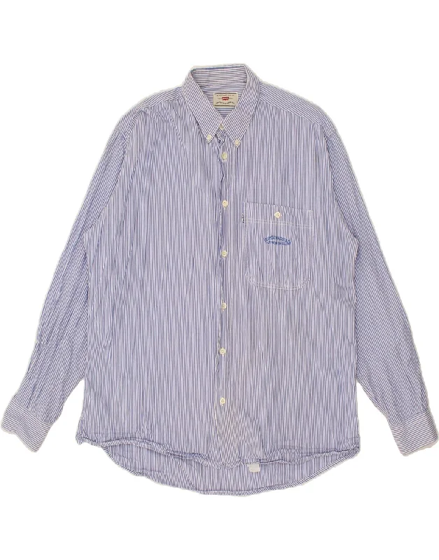 LEVI'S Mens Shirt Large Blue Pinstripe Cotton-- Fashionable Trendy Casual