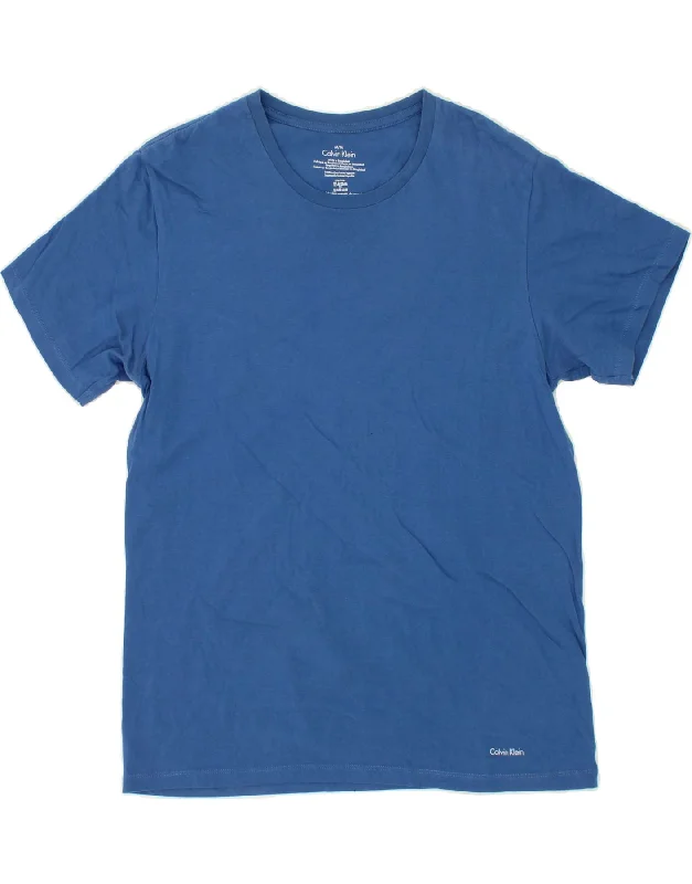 CALVIN KLEIN Mens T-Shirt Top Medium Blue Cotton-- Handmade Hand-knitted Hand-woven