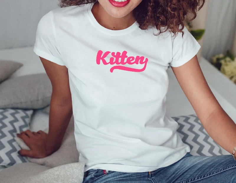 Kitten Shirt DDLG Clothing Sexy Slutty Cute Funny Submissive Naughty Bachelorette Party Gag Gift DDLG Womens Tee Shirt-- Casual Formal Business