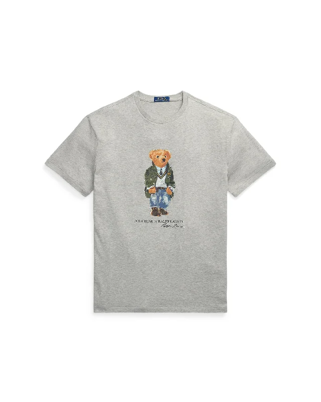 Heritage Bear T-shirt - Grey-- Striped Floral Plaid