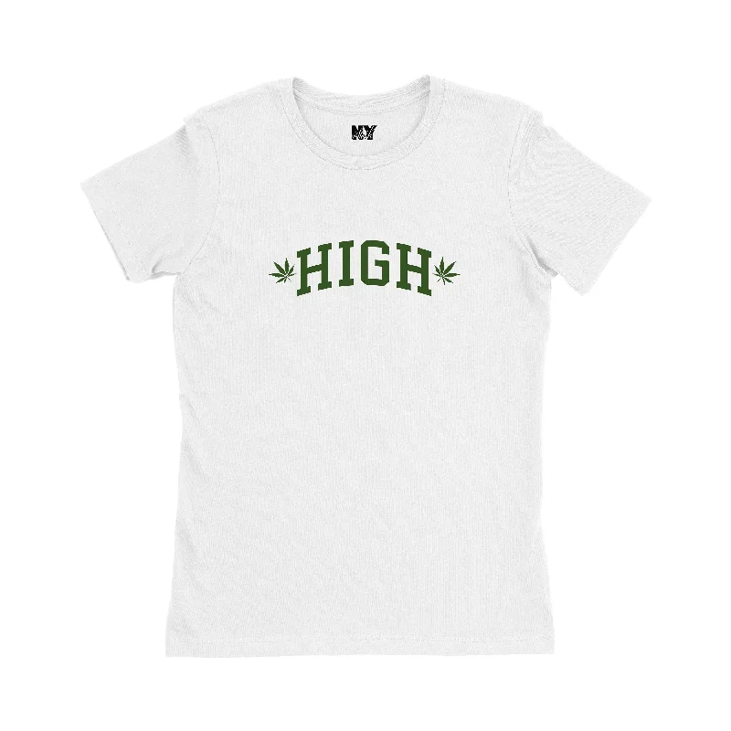 HIGH Pot Leaf Shirt, Womens Tee Shirt-- V-Neck T-Shirt Long Sleeve Cotton