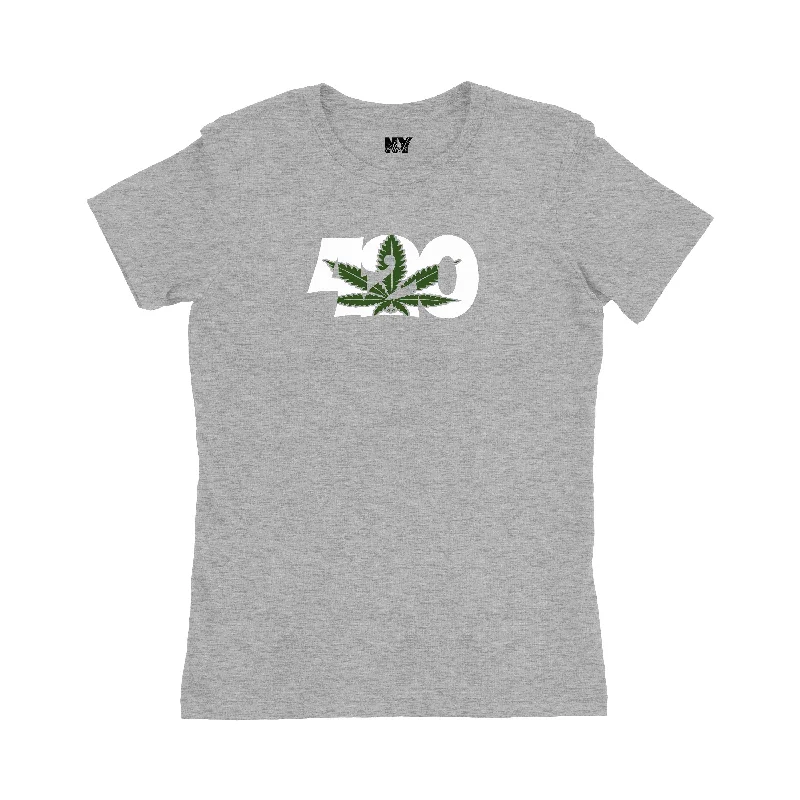 420 Pot Leaf Shirt, Womens Tee Shirt-- Fitted T-Shirt Seamless Stretchy