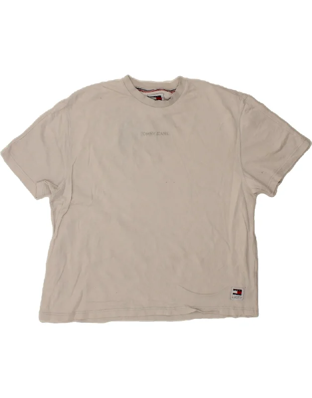 TOMMY HILFIGER Mens Graphic T-Shirt Top XL White Cotton-- Knit Fabric Woven Fabric Fleece Fabric