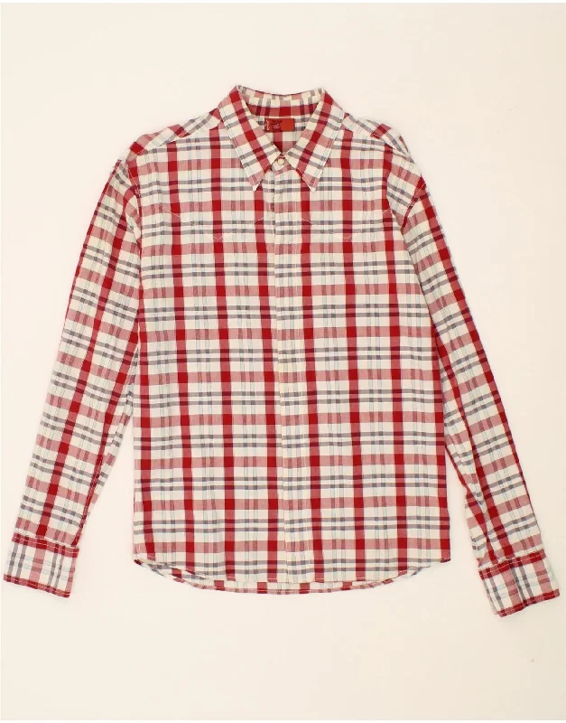 LEVI'S Mens Shirt Medium Red Check Cotton-- Chenille Brocade Lace
