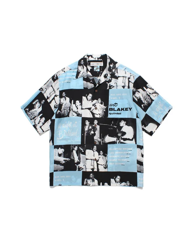 50'S Shirt S/S (Type-3) - Blue Note-- Rayon Fabric Velvet Fabric Corduroy Fabric