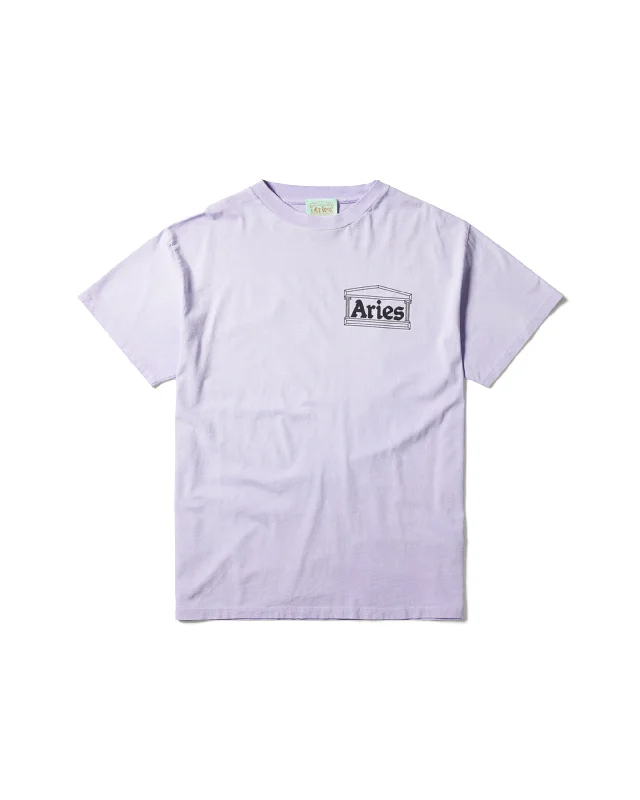 Sunbleached Temple T-Shirt - Faded Purple-- Notch Collar Peter Pan Collar Cowl Neck
