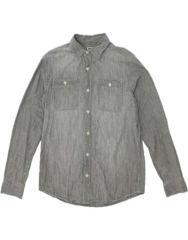 LEVI'S Mens Shirt Medium Grey Cotton-- Polka Dot Checkered Tartan