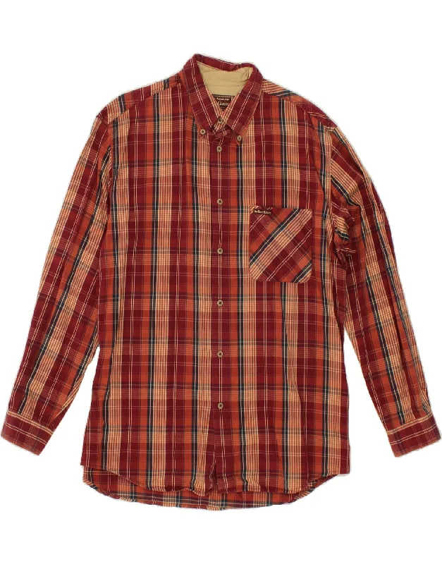 MARLBORO CLASSICS Mens Shirt XL Red Check Cotton-- Nylon Fabric Polyester Fabric Spandex Fabric