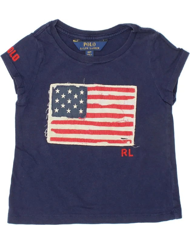 POLO RALPH LAUREN Baby Girls Graphic T-Shirt Top 18-24 Months Navy Blue-- Solid Color Striped Floral