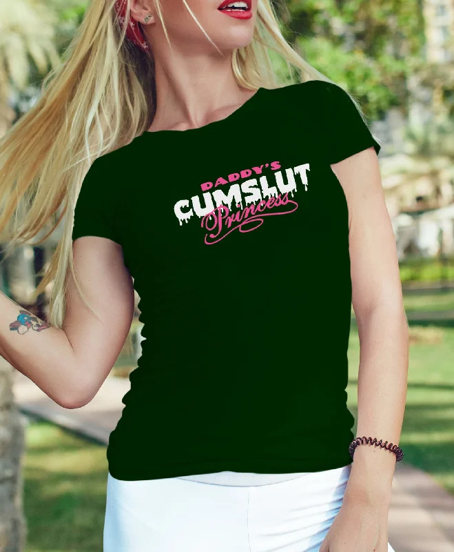 Daddys Cumslut Princess DDLG Clothing Sexy Slutty Cute Funny Submissive Naughty Bachelorette Party Gag Gift DDLG Womens Tee Shirt-- Plaid T-Shirt Polka Dot Checkered