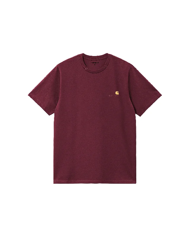 S/S American Script T-Shirt - Malbec-- Print Jacquard Patchwork