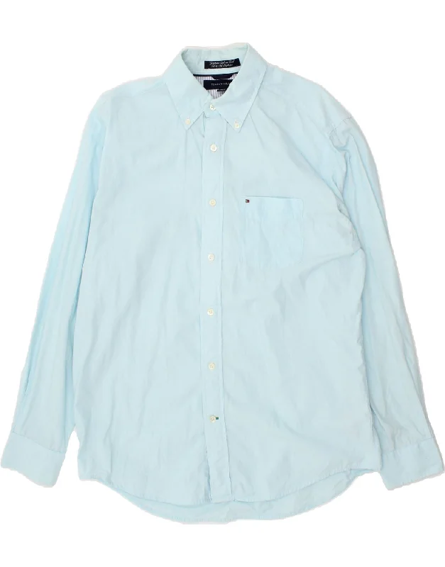 TOMMY HILFIGER Mens Shirt Medium Blue Cotton-- Real Fur Shearling Chenille